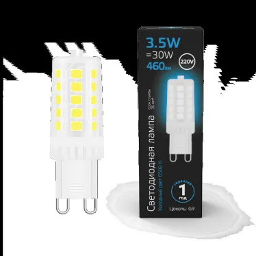Лампа светодиодная G9 AC185-265V 3,5W 460lm 6500K керамика LED 1/10/200 | 107009305 | Gauss