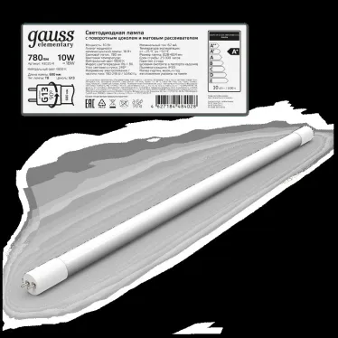 Лампа светодиодная Elementary T8 10W 780lm 4000K G13 600mm стекло поворотная LED 1/30 | 93020-R | Gauss