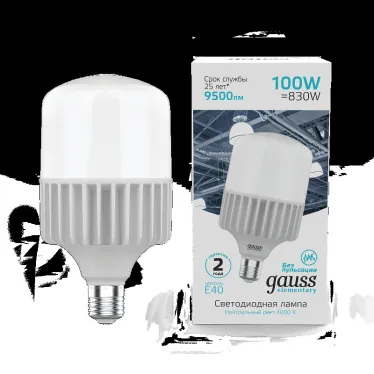Лампа светодиодная промышленная Elementary T160 100W 9500lm 4000K E40 LED 1/8 | 63420 | Gauss
