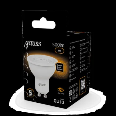 Лампа светодиодная LED 5Вт GU10 220В 2700К MR16 | 101506105 | Gauss