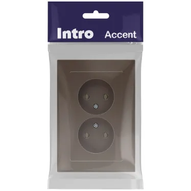 Розетка Intro Accent 6-204-08 2х2P, 16А-250В, IP20, СУ, AL/CU, бронза