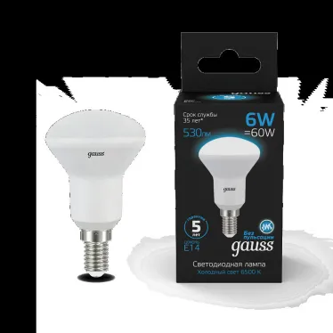 Лампа светодиодная R50 6W 530lm 6500K Е14 LED 1/10/100 | 106001306 | Gauss