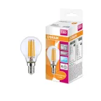 Лампа светодиодная филаментная LED STAR Classic P 5W, прозрачная колба, Е14 LSCLP60 CL 5W/840 230V FILE1410X1RU | 4058075212480 | Osram