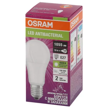 Лампа светодиодная LED Antibacterial A 10W/840 230VFR E27 10X1 | 4058075561212 | OSRAM