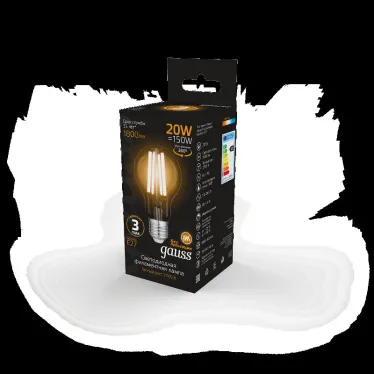 Лампа светодиодная Filament А60 20W 1800lm 2700К Е27 LED | 102902120 | Gauss