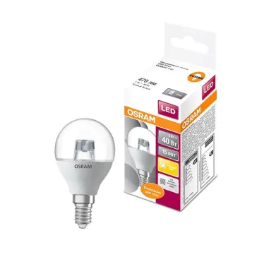Лампа светодиодная LEDSCLP40 5W/827 230V CL E14 10X1RU | 4058075318274 | OSRAM