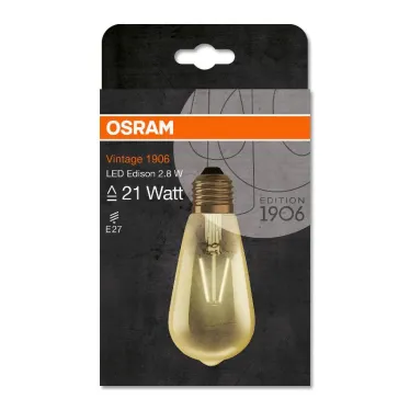 Лампа светодиодная 1906LEDISON 2,5W/824230VFILGDE274X1 | 4058075808706 | OSRAM