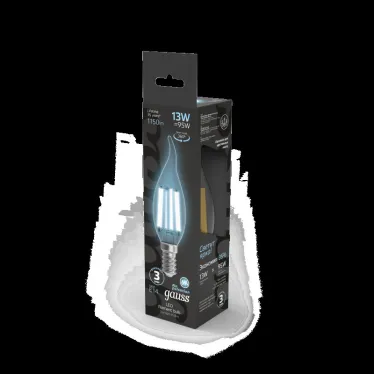 Лампа светодиодная Filament Свеча на ветру 13W 1150lm 4100К Е14 LED 1/10/50 | 104801213 | Gauss