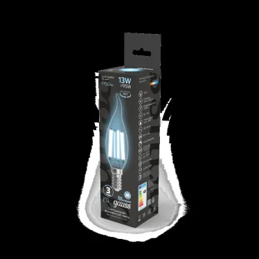 Лампа светодиодная Filament Свеча на ветру 13W 1150lm 4100К Е14 LED 1/10/50 | 104801213 | Gauss
