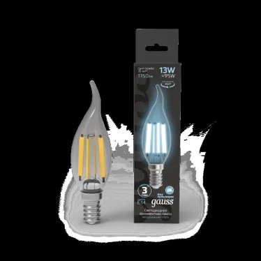 Лампа светодиодная Filament Свеча на ветру 13W 1150lm 4100К Е14 LED 1/10/50 | 104801213 | Gauss