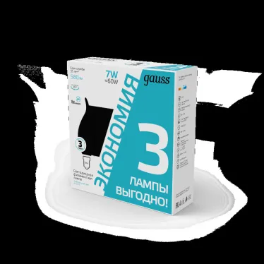 Лампа светодиодная Filament Свеча на ветру 7W 580lm 4100К Е14 LED (3 лампы в упаковке) 1/20 | 104901207T | Gauss