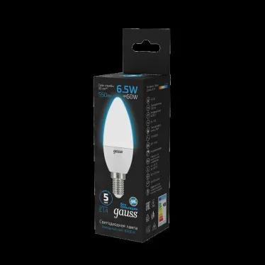 Лампа светодиодная Свеча 6.5W 550lm 6500К E14 LED 1/10/100 | 103101307 | Gauss