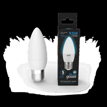 Лампа светодиодная Свеча 9.5W 950lm 6500К E27 LED 1/10/50 | 103102310 | Gauss