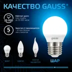 Лампа светодиодная Шар 9.5W 950lm 6500K E27 LED 1/10/100 | 105102310 | Gauss