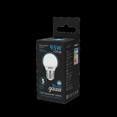 Лампа светодиодная Шар 9.5W 950lm 6500K E27 LED 1/10/100 | 105102310 | Gauss