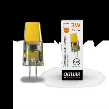 Лампа светодиодная Elementary G4 12V 3W 250lm 3000K силикон LED 1/20/200 | 18713 | Gauss