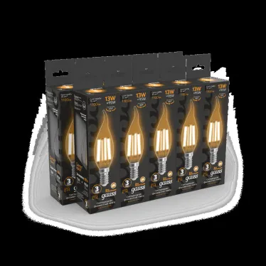 Лампа светодиодная Filament Свеча на ветру 13W 1100lm 2700К Е14 LED 1/10/50 | 104801113 | Gauss