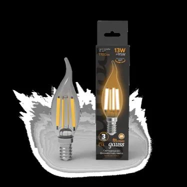 Лампа светодиодная Filament Свеча на ветру 13W 1100lm 2700К Е14 LED 1/10/50 | 104801113 | Gauss