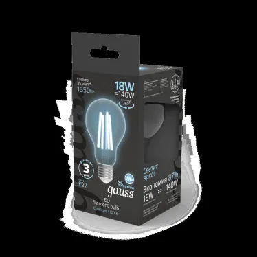 Лампа светодиодная Filament А60 18W 1650lm 4100К Е27 LED 1/10/40 | 102902218 | Gauss