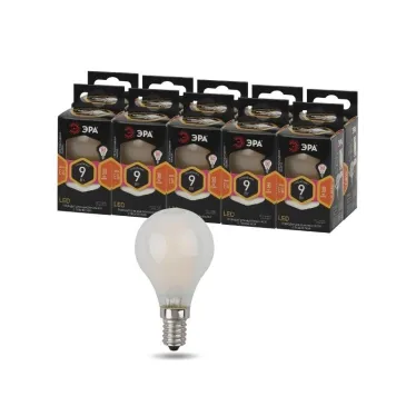 Лампа светодиодная F-LED F-LED P45-9w-827-E14 frost (филамент, шар мат, 9Вт, тепл, E14) | Б0047021 | ЭРА