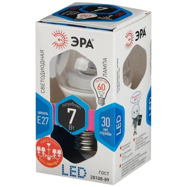 Лампа светодиодная LED P45-7W-840-E14-Clear (диод,шар,7Вт,нейтр,E14) | Б0020552 | ЭРА