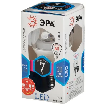 Лампа светодиодная LED P45-7W-840-E14-Clear (диод,шар,7Вт,нейтр,E14) | Б0020552 | ЭРА