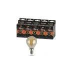 Лампа светодиодная F-LED P45-9W-827-E14 gold (филамент, шар золот, 9Вт, тепл, E14) | Б0047022 | ЭРА