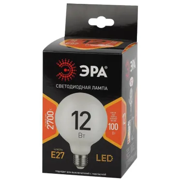 Лампа светодиодная F-LED G95-12w-827-E27 OPAL (филамент, шар опал, 12Вт, тепл, E27) | Б0047036 | ЭРА