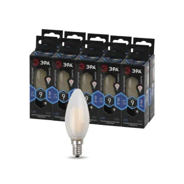 Лампа светодиодная F-LED B35-9w-840-E14 frost (филамент, свеча мат, 9Вт, нейтр, E14) | Б0046996 | ЭРА