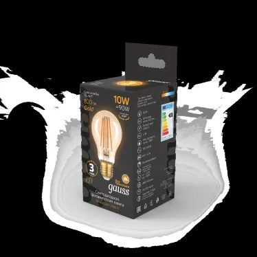 Лампа светодиодная  Filament А60 10W 820lm 2400К Е27 golden LED | 102802010 | Gauss