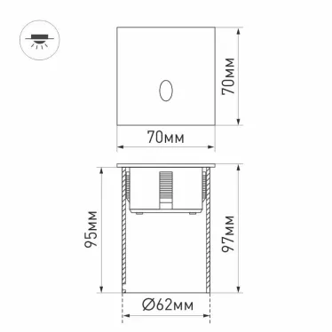 Светильник LT-GAP-S70x70-3W Warm3000 (BK, 30deg, 230V) (Arlight, IP65 Металл, 3 года) | 031167 | Arlight