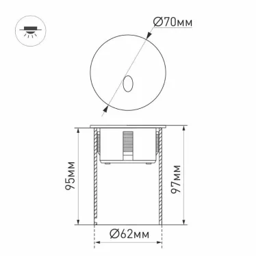 Светильник LT-GAP-R70-3W Warm3000 (BK, 30deg, 230V) (Arlight, IP65 Металл, 3 года) | 031166 | Arlight
