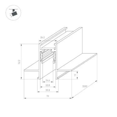 Трек встраиваемый MAG-ORIENT-TRACK-2652-FDW-3000 (BK) (Arlight, IP20 Металл, 3 года) | 033635 | Arlight