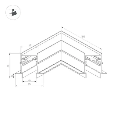 Коннектор угловой MAG-CON-4560-FDW-L90 (BK) (arlight, IP20 Металл, 3 года) | 034681 | Arlight