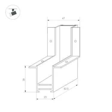 Коннектор угловой MAG-CON-2538-F-L90-INT (BK, внутренний) (arlight, IP20 Металл, 3 года) | 034230 | Arlight