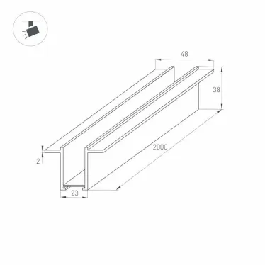 Трек встраиваемый MAG-TRACK-2538-F-2000 (BK) (Arlight, IP20 Металл, 3 года) | 033244 | Arlight