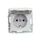 BRITE Розетка с заземлением с защитными шторками и крышкой 16А IP20 РСбш10-3-БрА алюминий