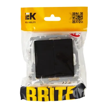 BRITE Выключатель двухклавишный проходной 10А ВС10-2-6-БрЧ черный