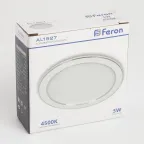 Светильник светодиодный ДВО-5w 4500К,400Лм,бел.Feron
