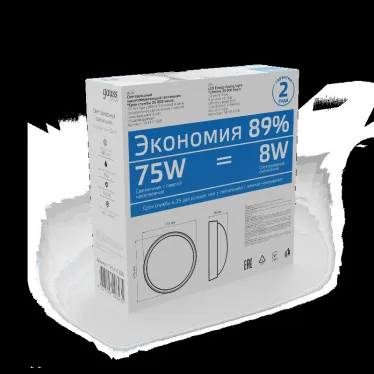 Светильник светодиодный пылевлагозащищенный для ЖКХ IP54 D176*76 8W 680lm 6500K ECO 2.0 круглый 1/12 | 141411308 | Gauss