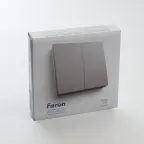 Кнопка-выключатель беспроводной 230V 500W двухклавишный, серебро