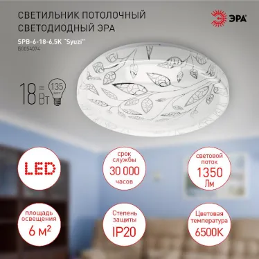 Светильник потолочный светодиодный SPB-6-18-6,5K Syuzi 18Вт 6500K | Б0054074 | ЭРА