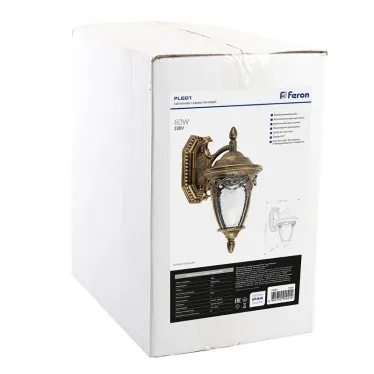 Светильник садово-парковый, 60W 230V IP44 черное золото, PL681 (на стену вниз) | 11692 | FERON