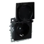 BRITE Розетка с заземлением с защитными шторками и крышкой 16А IP20 РСбш10-3-БрЧ черный