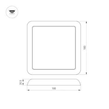 Светильник CL-FIOKK-S180x180-12W Day4000-MIX (WH, 120 deg, 230V) (arlight, IP44 Пластик, 3 года) | 034470 | Arlight