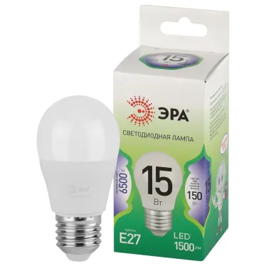 Лампа светодиодная LED 15 Вт 1500Лм 6500К шар холодный E27 220-240В LED P45-15W-865-E27 Green Line