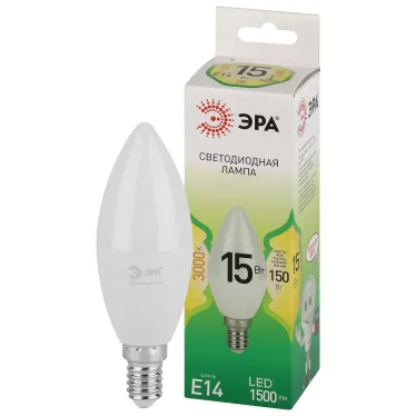 Лампа светодиодная LED 15 Вт 1500Лм 3000К свеча теплый E14 220-240В LED B35-15W-830-E14 Green Line
