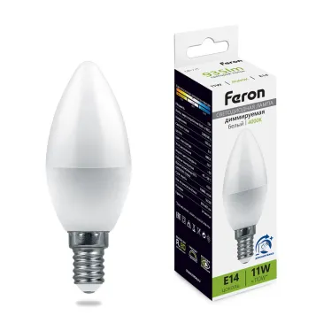 Лампа светодиодная LED 11вт Е14 белый свеча диммируемая