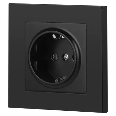 Розетка Intro Accent 6-202-05 2P+E Schuko, 16А-250В, IP20, СУ, антрацит