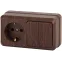 2-702-10 Intro Блок розетка+выкл. двойной гориз. 10(16)А-250В, IP20, ОУ, Quadro, венге | Б0036155 | Intro